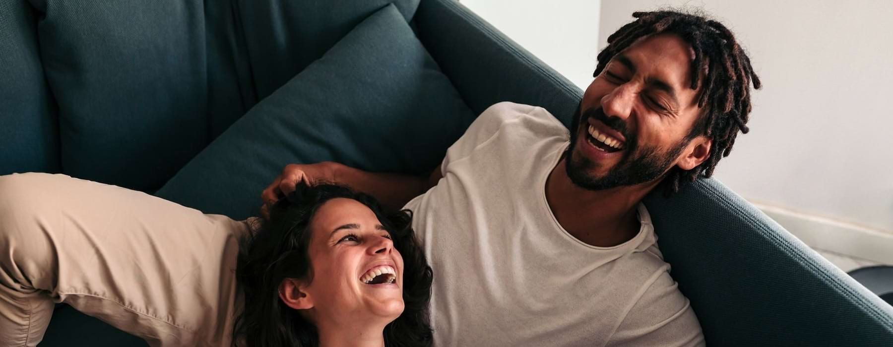 a man and woman laughing